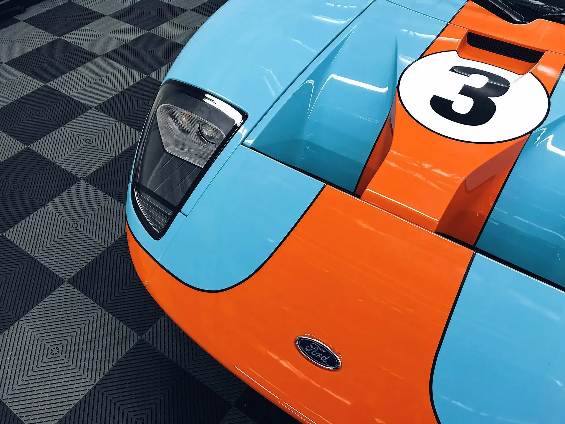 Ford GT Heritage Edition in Gulf livery ceramic coated by ST6 Detailers