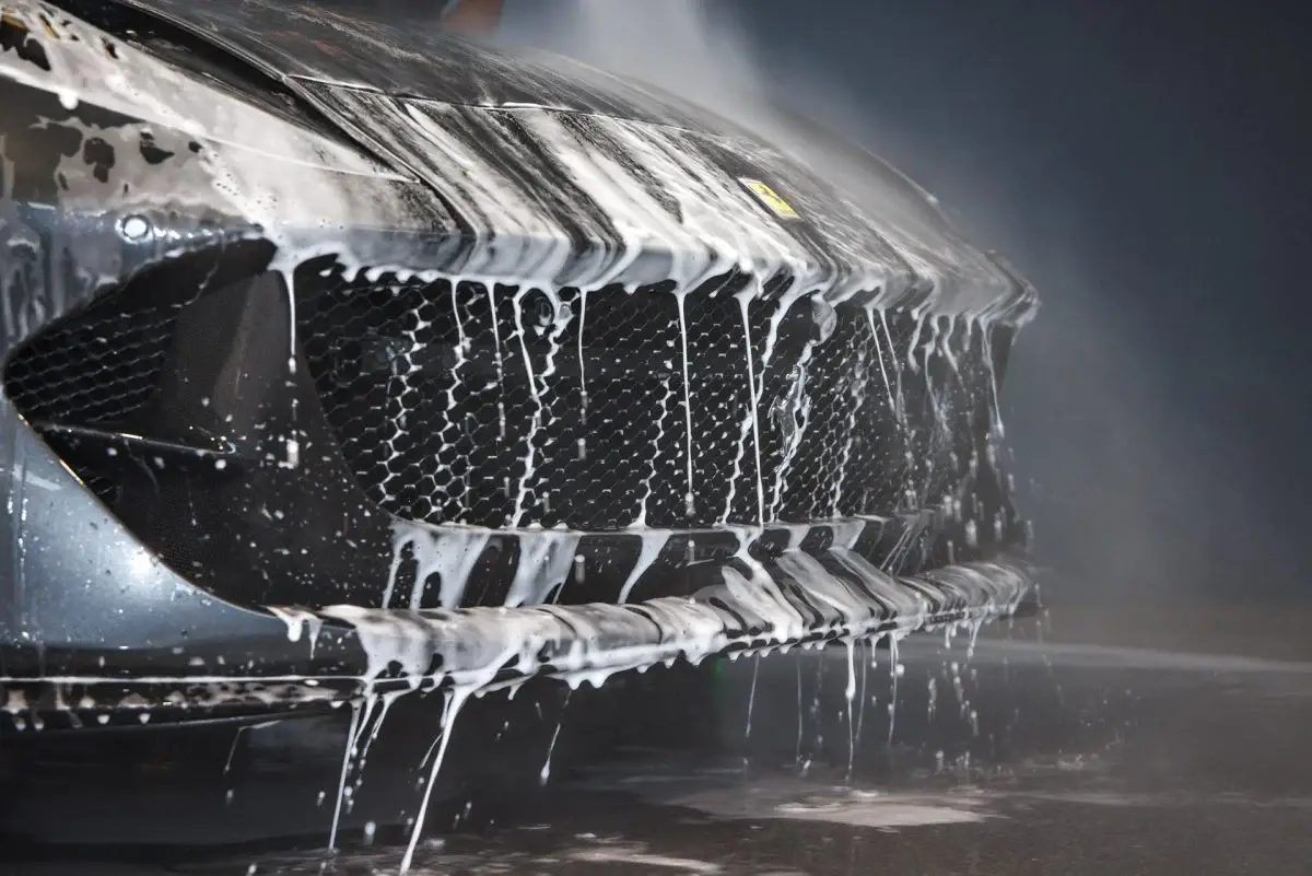 Wash foam on a Ferrari 812 Superfast grille