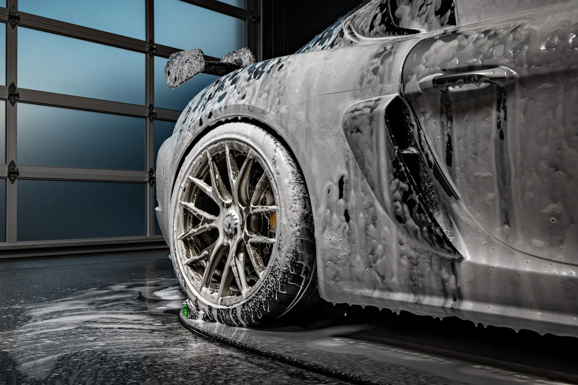 Foam on a Porsche wheel