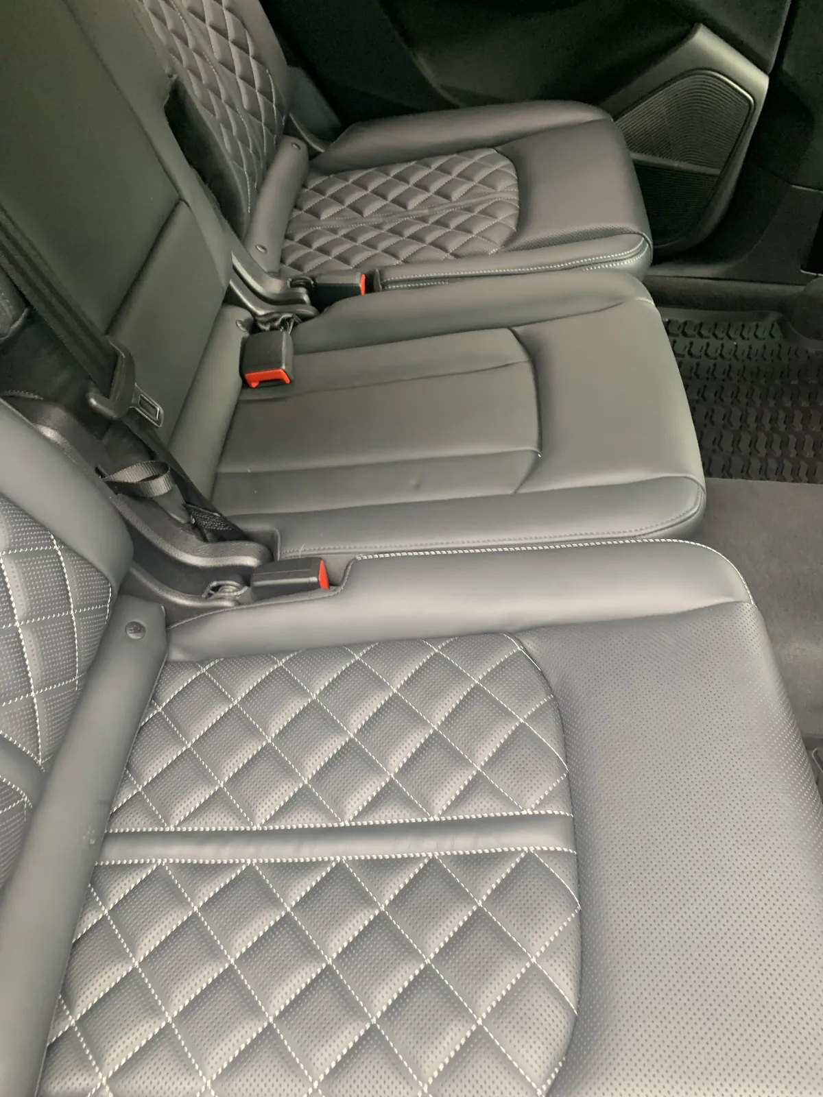 Quilted leather rear seats in a customer vehicle after an ST6 interior detail