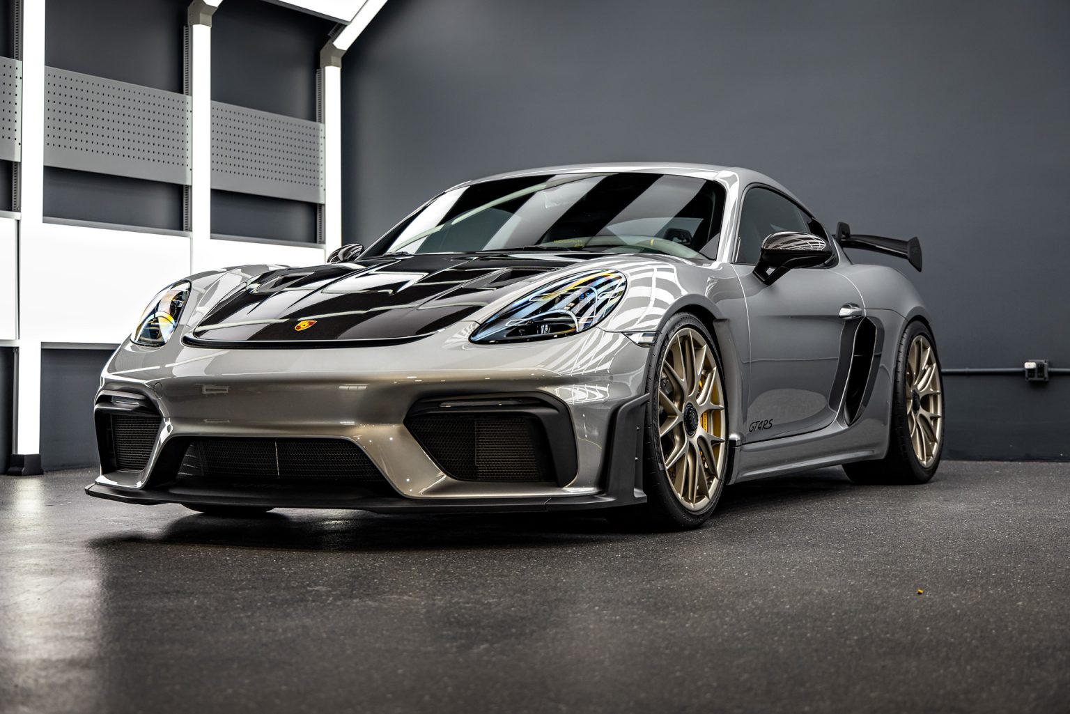 Silver Porsche Cayman GT4 RS after an ST6 detail