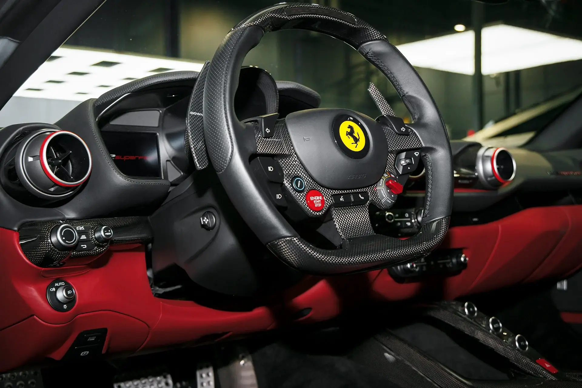 Ferrari 812 Superfast steering wheel and dashboard detailed by ST6 Detailers in Colorado Springs