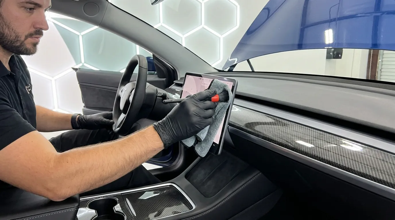 Tesla interior after an ST6 interior detail