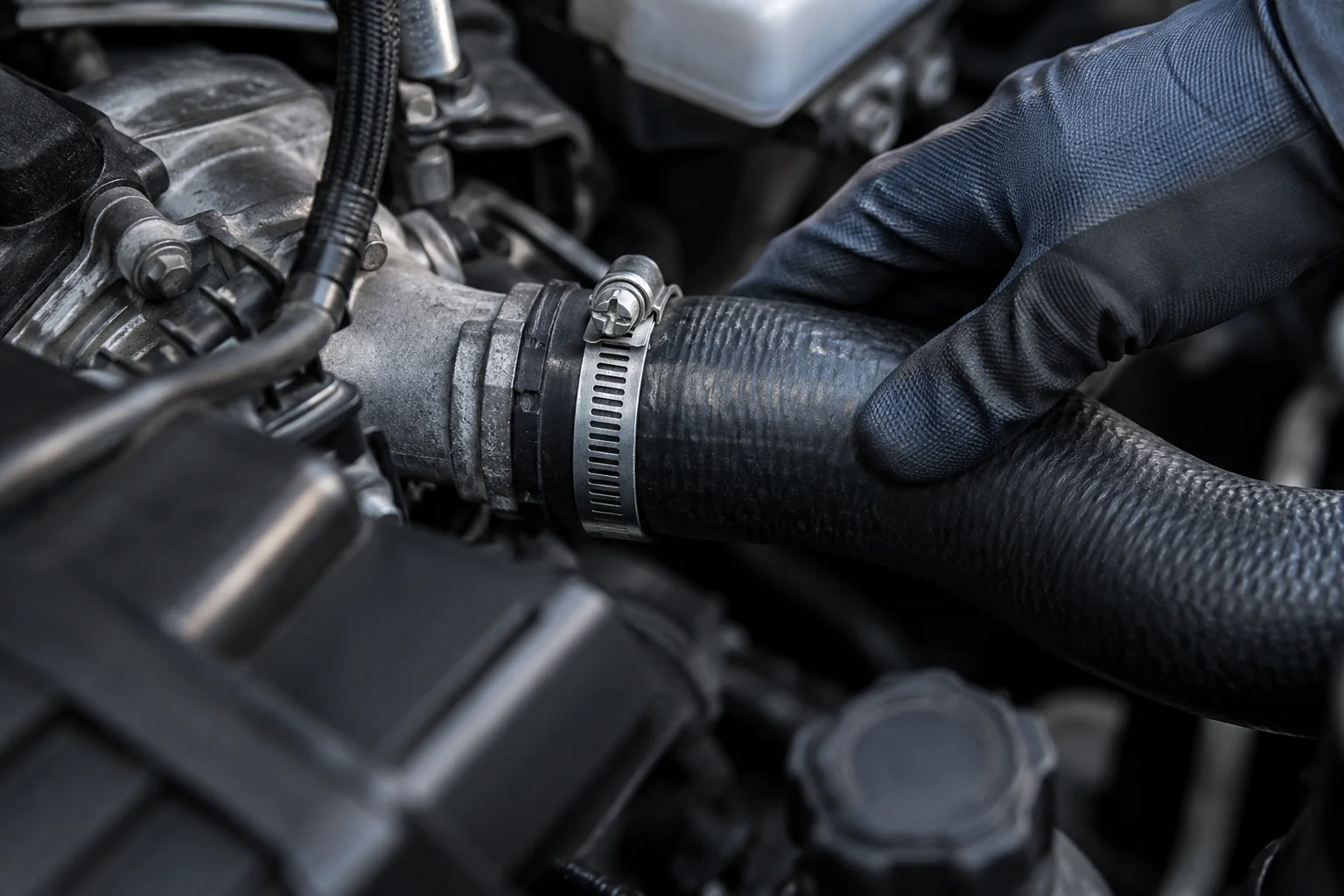 Radiator hose and clamp inspection