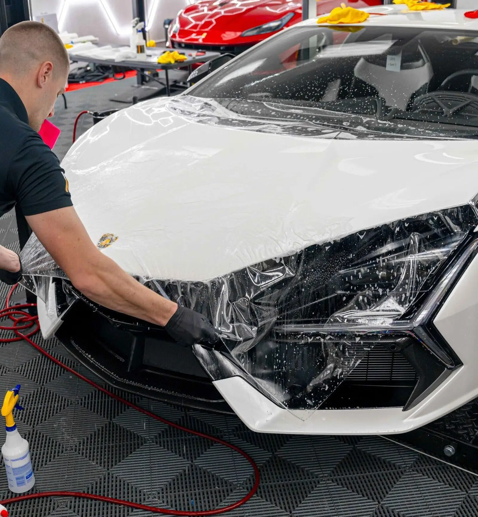 Paint Protection Film installation on vehicle panel