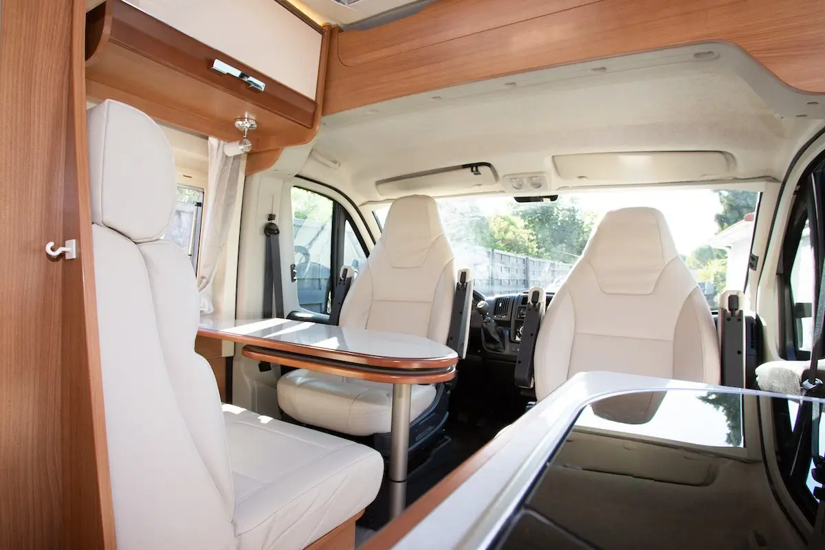 Clean RV interior with leather seating detailed by ST6 Detailers in Colorado Springs