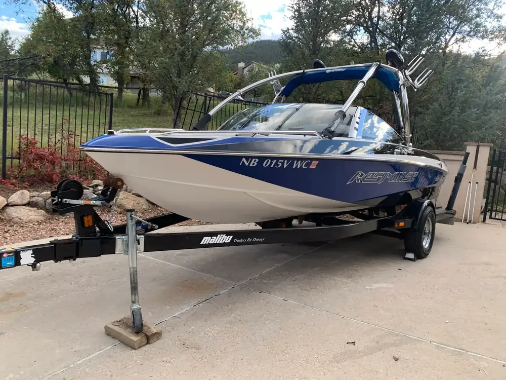 Ski boat on its trailer after an ST6 detail