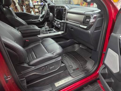 Ford F-150 black leather passenger seat, dashboard and center console