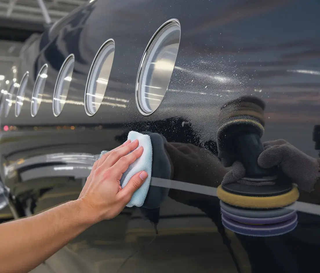 Machine polishing an aircraft exterior finish